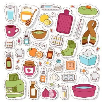 Flu influenza icons vector Illustrazione stock