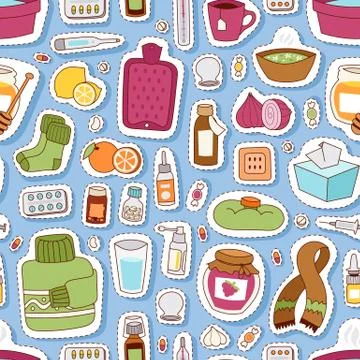 Flu influenza seamless pattern vector 스톡 일러스트