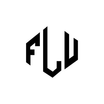 FLU letter logo design with polygon shape. FLU polygon and cube shape logo .. Stock Illustration