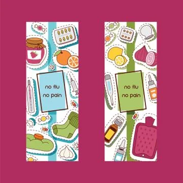 Flu pattern vector sick character with fever and illness and sneezing nose Stock Illustration