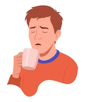 Flu symptom. Man showing cold symptom. Chills illness. Vector flu prevention Stock Illustration
