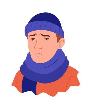Flu symptom. Man showing cold symptom. Fever illness. Vector flu prevention Stock Illustration