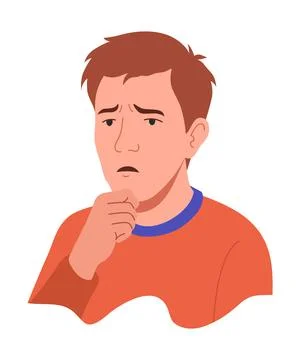 Flu symptom. Man showing cold symptom. Cough illness. Vector flu prevention Stock Illustration