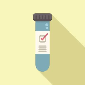 Flu test tube icon flat vector. Corona lab Ilustración de archivo