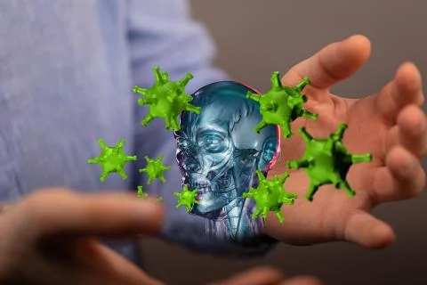 A flu virus attack digital 3d Stockfoto's
