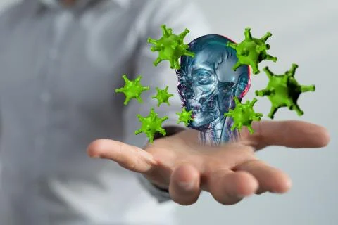A flu virus attack digital 3d Stockfoto's
