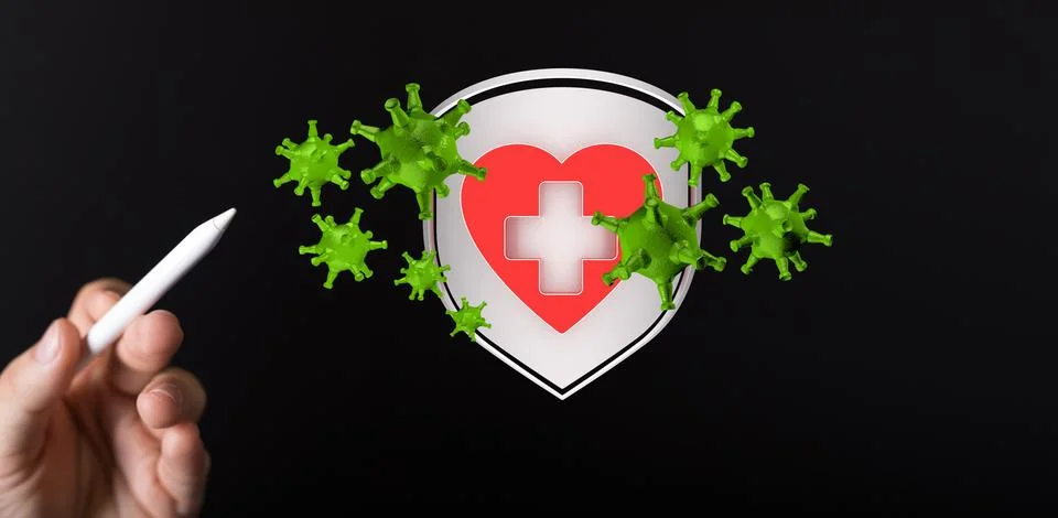 A flu virus attack digital 3d Stock Photos