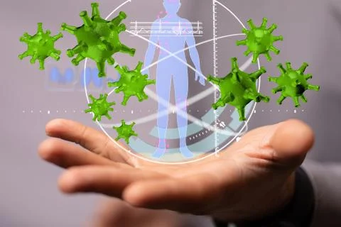 A flu virus attack digital 3d 写真素材
