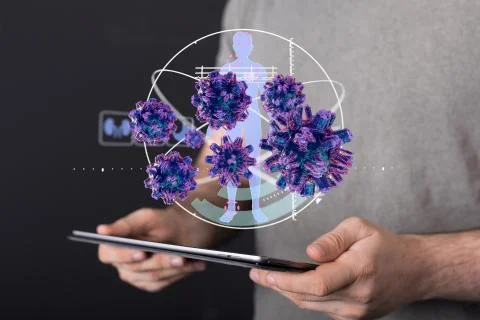A flu virus attack digital 3d 写真素材