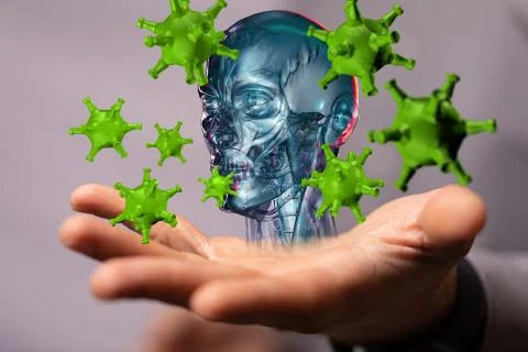 A flu virus attack digital 3d Stock Photos