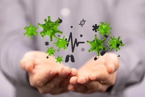 A flu virus attack digital 3d 스톡 사진
