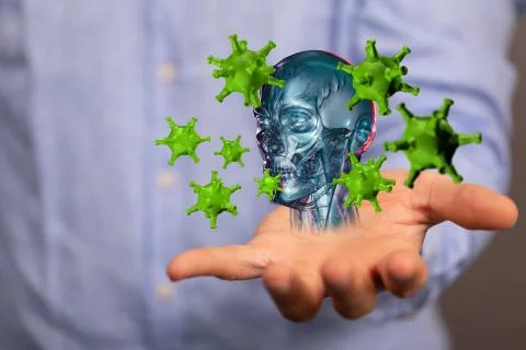A flu virus attack digital 3d Stockfoto's