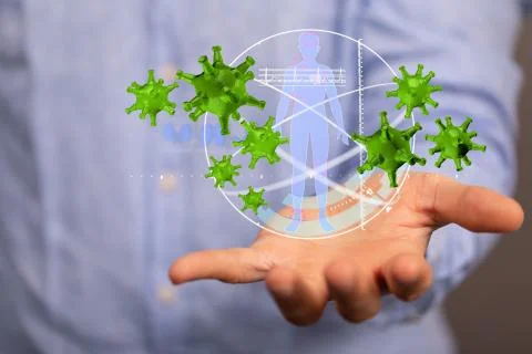 A flu virus attack digital 3d Stockfoto's