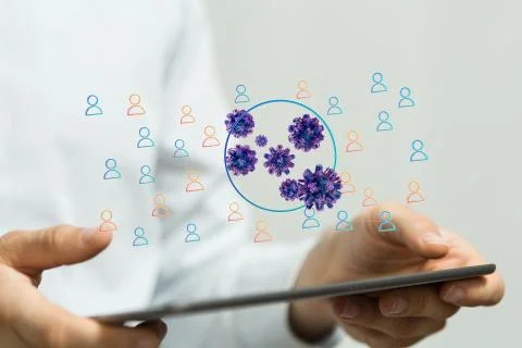 A flu virus attack digital 3d Stockfoto's