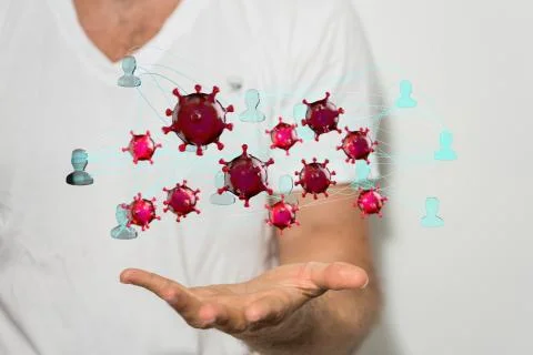 A flu virus attack digital 3d Stockfoto's