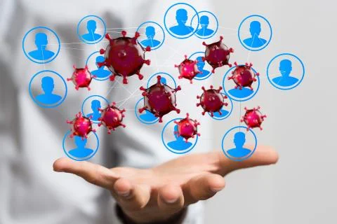 A flu virus attack digital 3d 스톡 사진