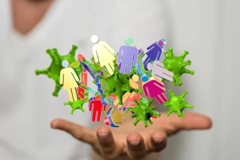 A flu virus attack digital 3d 写真素材