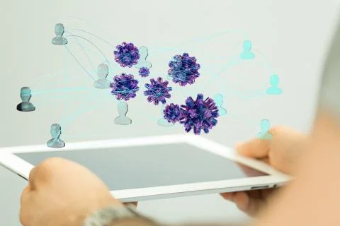 A flu virus attack digital 3d 写真素材