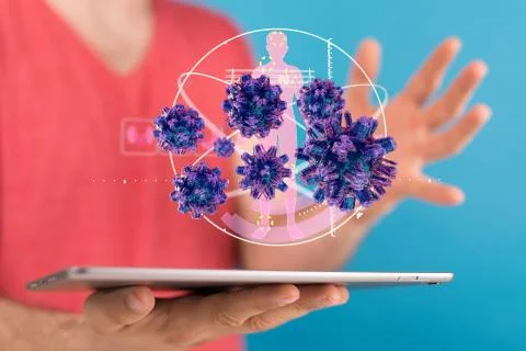 A flu virus attack digital 3d 스톡 사진
