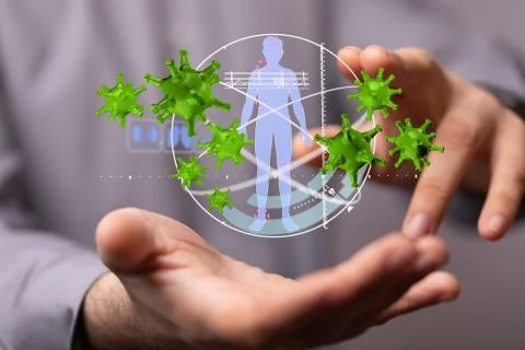 A flu virus attack digital 3d 스톡 사진