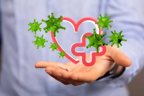 A flu virus attack digital 3d Stock Photos