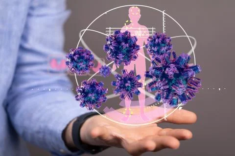 A flu virus attack digital 3d 스톡 사진