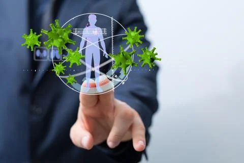 A flu virus attack digital 3d 스톡 사진
