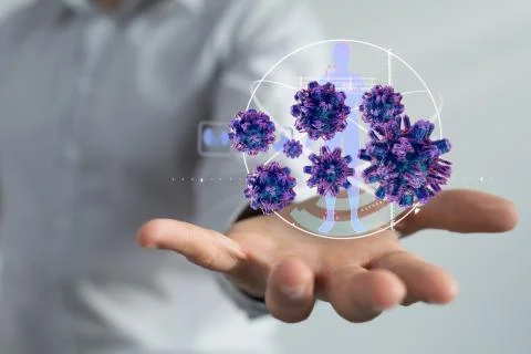 A flu virus attack digital 3d 写真素材
