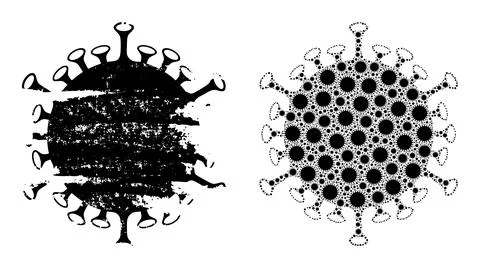 Flu Virus Icon Recursive Composition and Grunge Textured Icon Stock Illustration