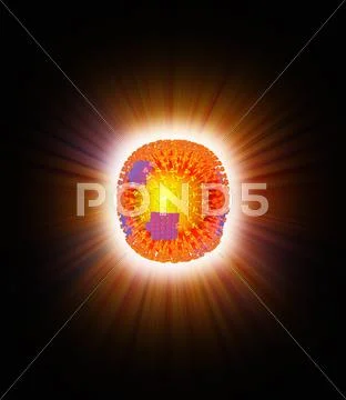 Flu virus particle, artwork Stock Illustration