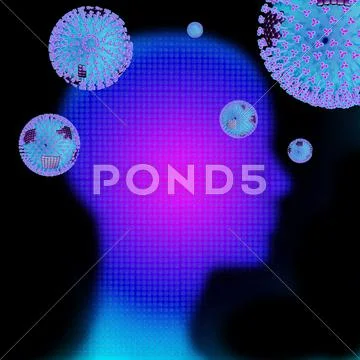 Flu virus spreading, artwork Stock Illustration