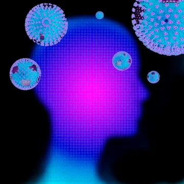Flu virus spreading, artwork Stock Illustration