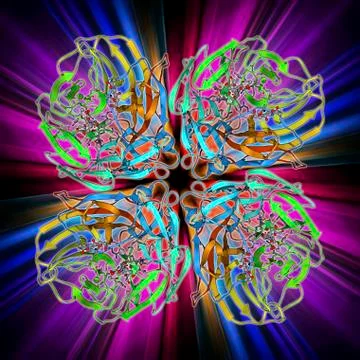 Flu virus surface protein and drug Stock Illustration