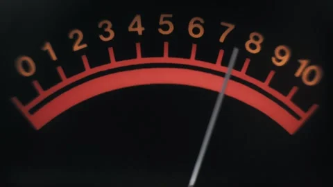 Fluctuating Analog Meter Red Scale Stock Footage 319405605