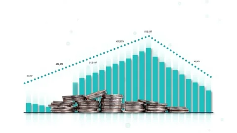 Fluctuating bar graphs and line graphs. Stock Footage 232640532