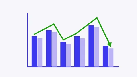 Fluctuating Data Trends on Bar and Line Graph Animation, Business Graph Ani.. Stock Footage 310203434