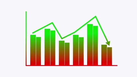 Fluctuating Data Trends on Bar and Line Graph Animation, Business Graph Ani.. Stock Footage 310203637