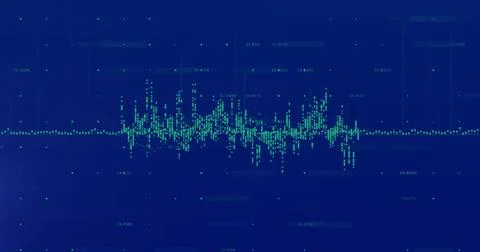 Fluctuating graph on blue background, digital data visualization in progress Stock Photos