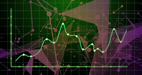 Fluctuating line graph over network connections animation displaying data trends Vídeos de archivo 303740261