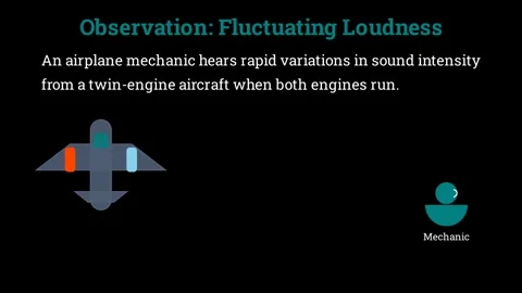 Fluctuating loudness from twin-engine aircraft Stock Footage 336118874