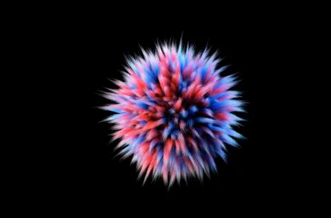 Fluffy Ball Spherical Shape in red and blue isolated on black Stock Photos