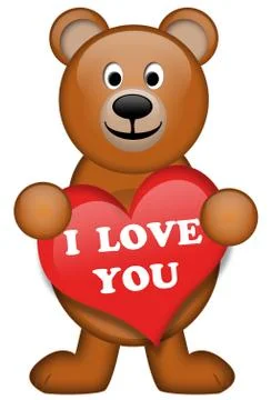 Fluffy Bear with heart Stock Illustration