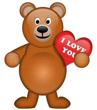 Fluffy Bear with heart Stock Illustration