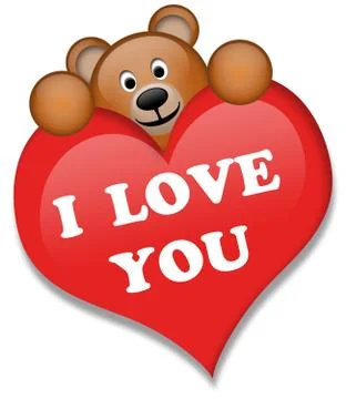 Fluffy Bear with heart Stock Photos