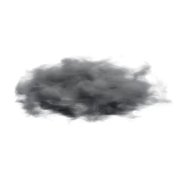Fluffy Black Cloud. 3D Render. Isolated On White Background. Illustrazione stock