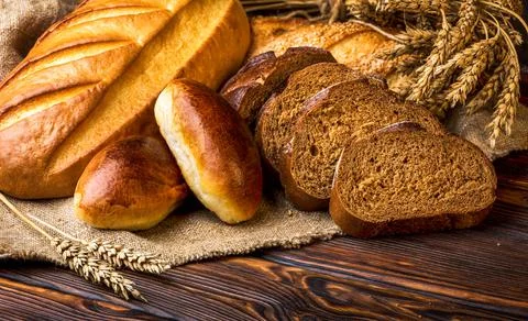 Fluffy bread on table Stock Photos