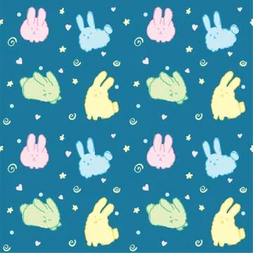 Fluffy bunnies seamless pattern Stock Illustration