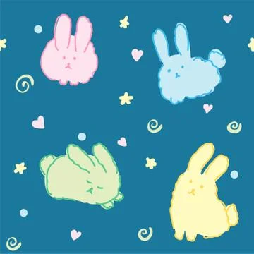 Fluffy bunnies seamless pattern Stock Illustration