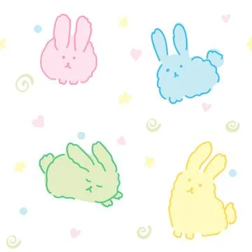 Fluffy bunnies seamless pattern Stock Illustration