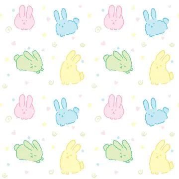 Fluffy bunnies seamless pattern Stock Illustration
